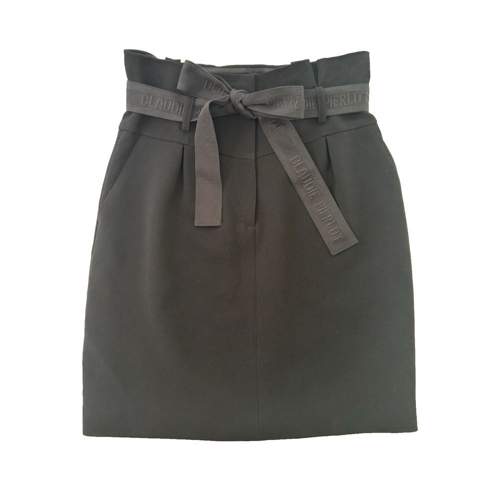 Claudie Pierlot Paris Skirt Womens EU 38 US 28 Black‎ Belted High Rise Pockets